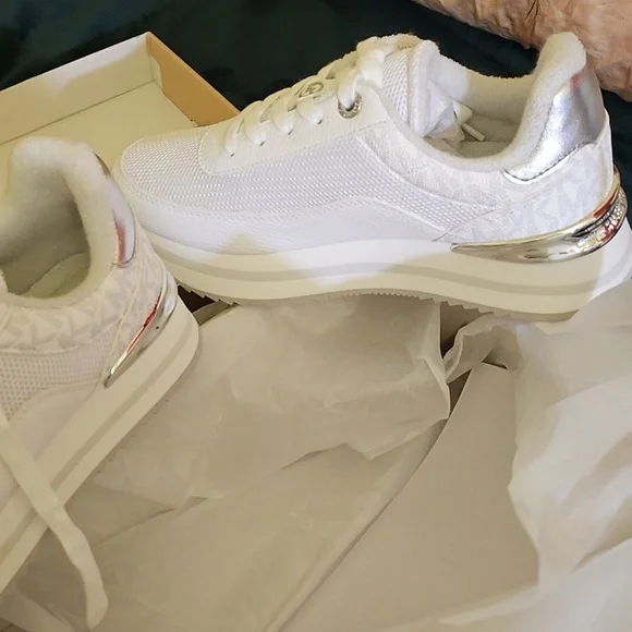 Michael Kors White and Silver Sneakers - Picture 2 of 4